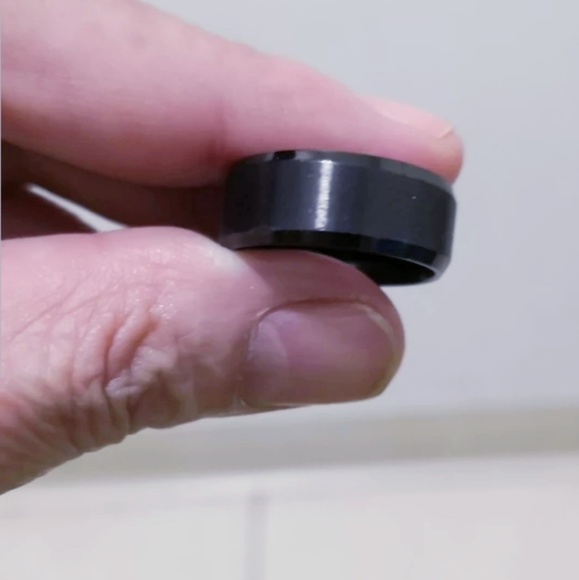 8mm Titanium Steel Matte Black Ring Unisex - Picture 4 of 5